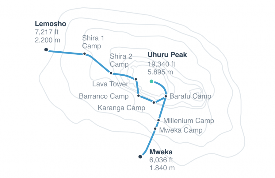 tourhub | Explore Active | Conquer Kilimanjaro: 7-Day Lemosho Route Expedition | Tour Map