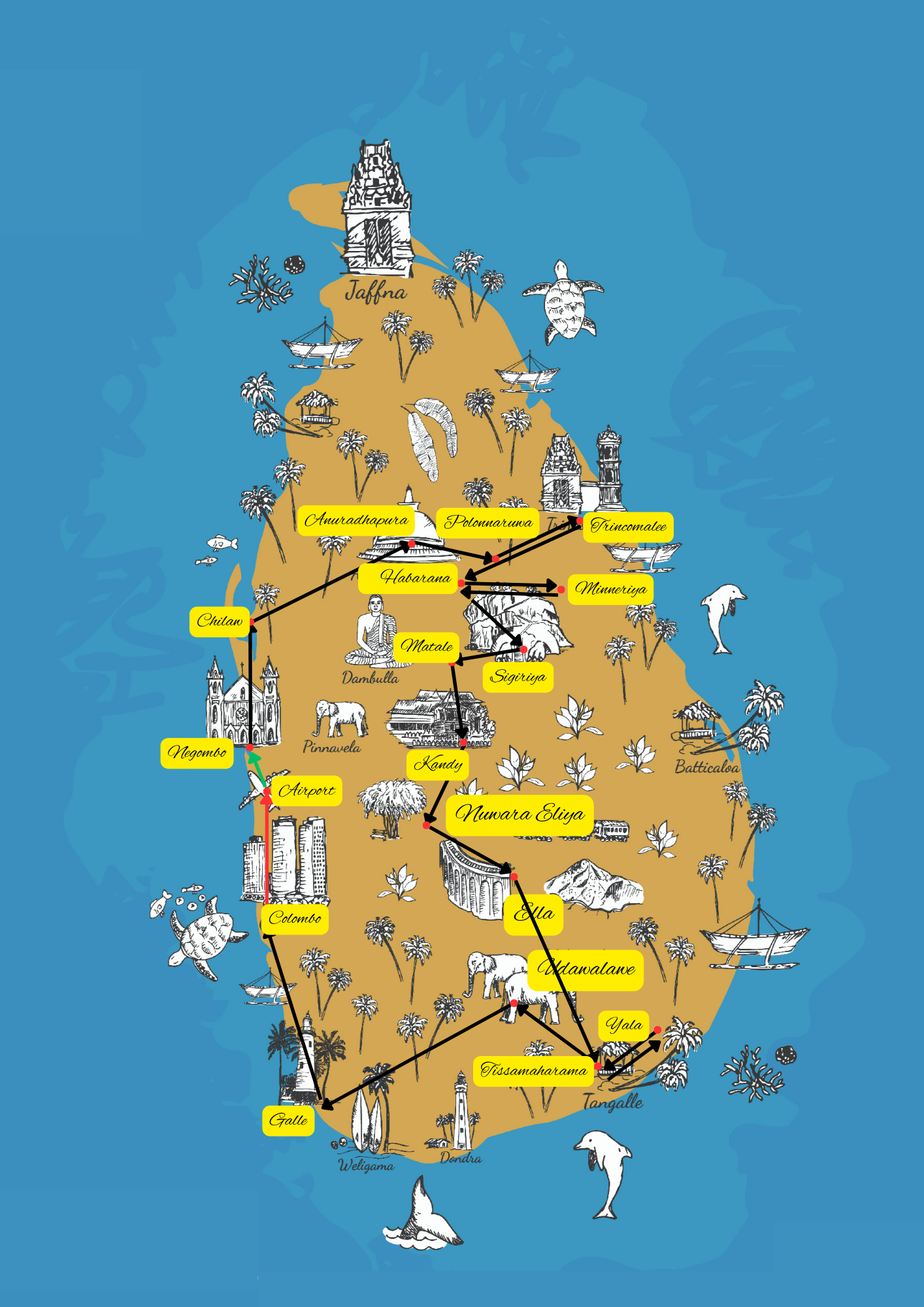 tourhub | Explore Vacations | Blissful Sri Lanka | Tour Map