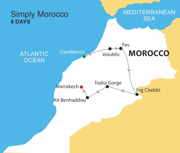 tourhub | Nomadic Tours | Simply Morocco - 8 Days | Tour Map