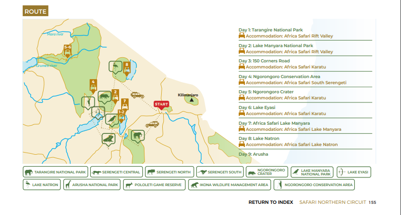 tourhub | Beach and Safari Holidays | Discover the Beauty of the Northern Circuit in Tanzania | Tour Map