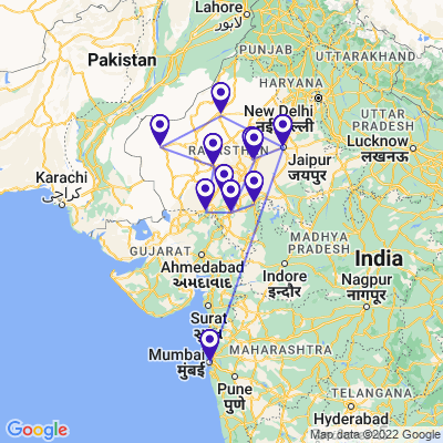 tourhub | Panda Experiences | Rajasthan Tour with Mumbai | Tour Map