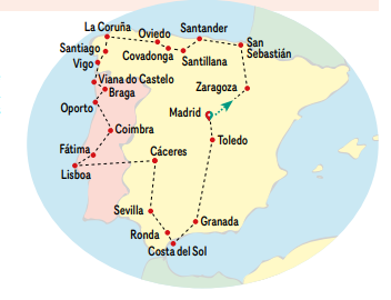 tourhub | VPT TOURS | 16 Days North of Spain, Lusitania & Andalusia | Tour Map