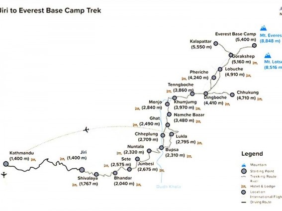 tourhub | Go Nepal Travel Tours & Trekking  | Everest Base Camp Trek | Tour Map