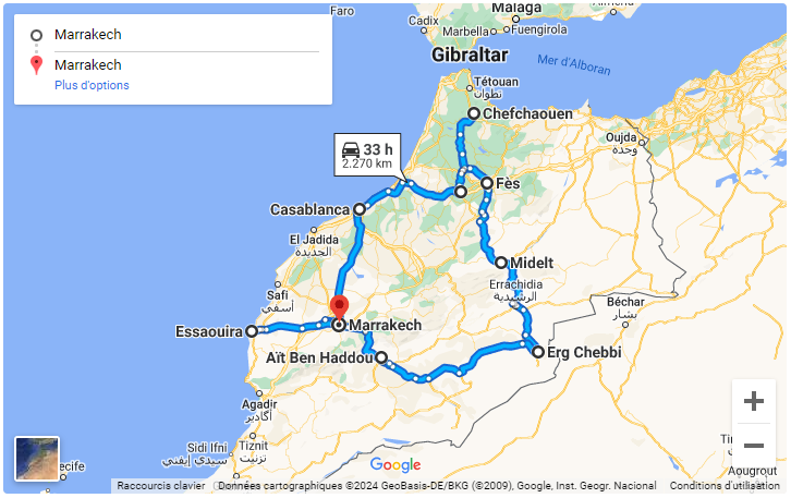 tourhub | Morocco Cultural Trips | 14-day tour around Morocco. | Tour Map