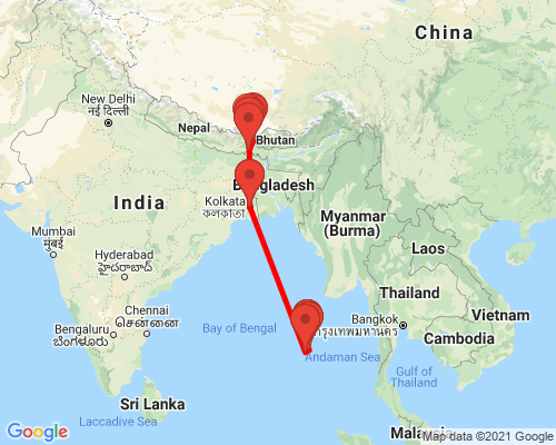 tourhub | Agora Voyages | Colonial Cities, Tea Estate, Monasteries & Andaman Island | Tour Map