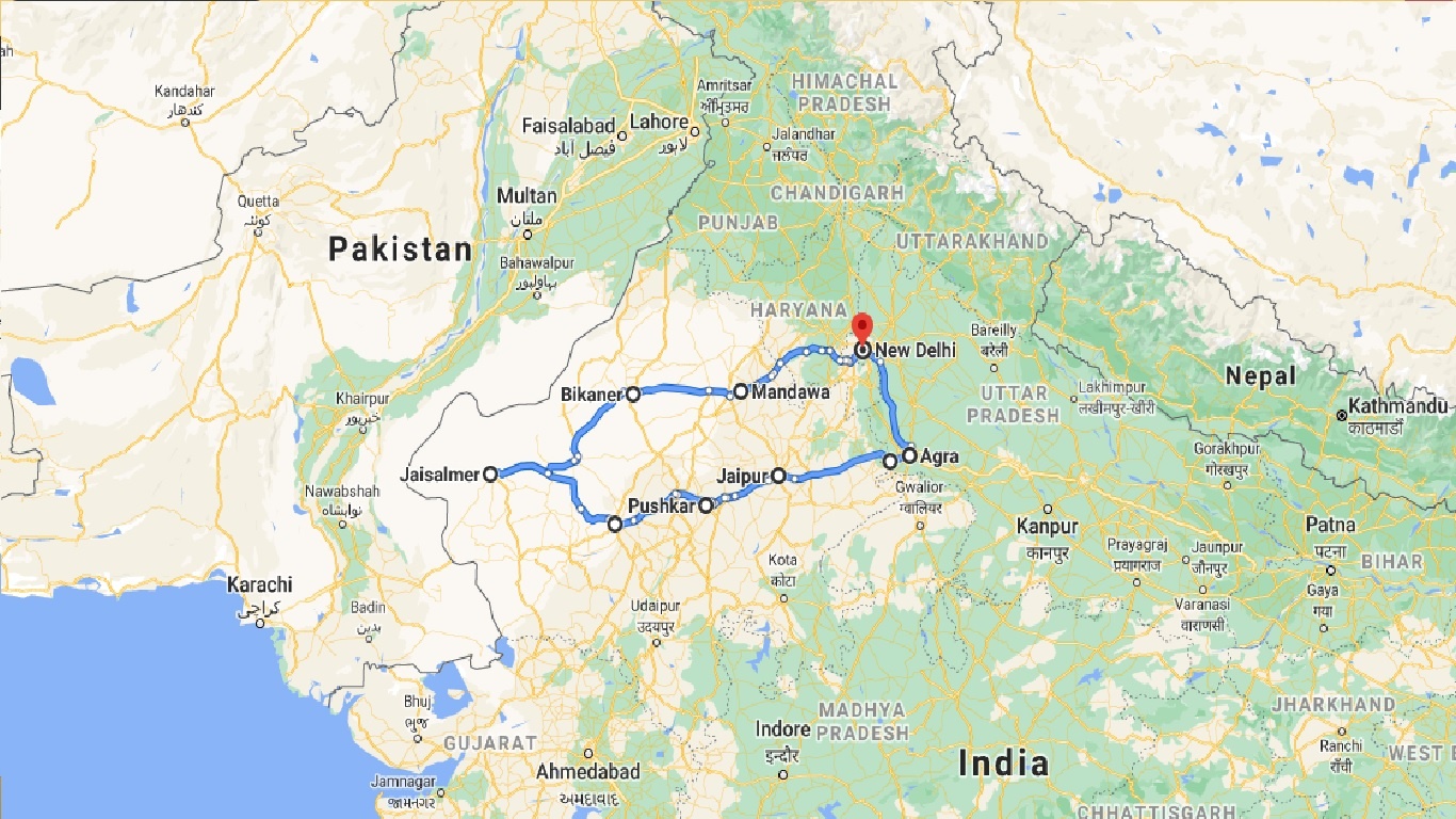 tourhub | UncleSam Holidays | Exclusive Rajasthan Tour | Tour Map