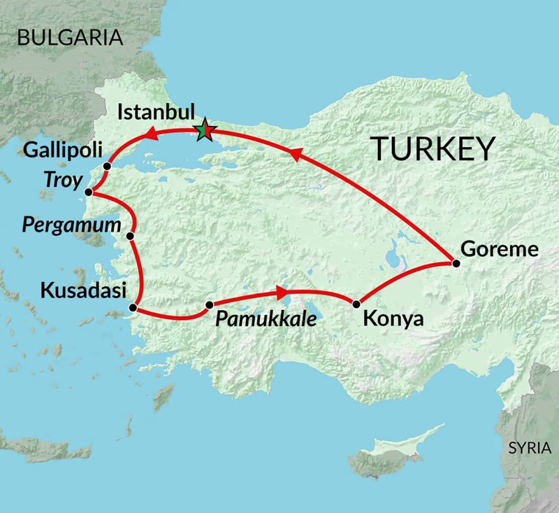 tourhub | Encounters Travel | Anatolian Adventure Tour | Tour Map