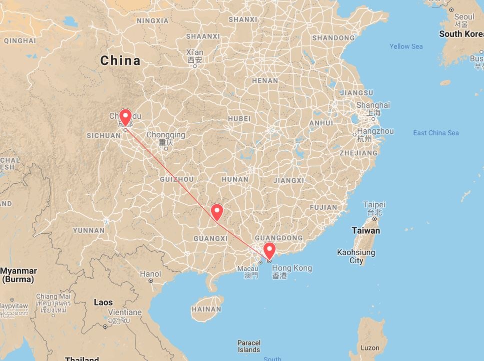 tourhub | The Dragon Trip | 9-day Hong Kong to Chengdu Tour | Tour Map