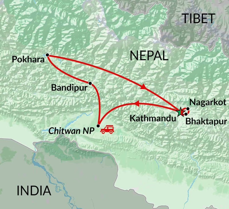 tourhub | Encounters Travel | Nepal Exposed tour | Tour Map