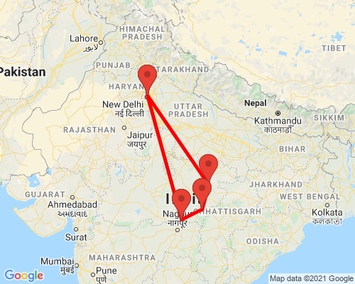 tourhub | Agora Voyages | Safaris In Central India Tour From Delhi | Tour Map
