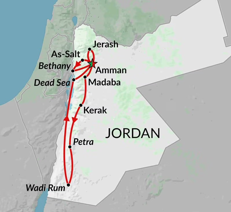 tourhub | Encounters Travel | Best of Jordan | Tour Map
