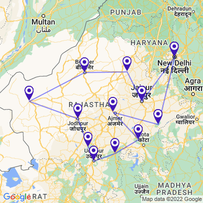tourhub | Holidays At | Rajasthan Tour from New Delhi | Tour Map