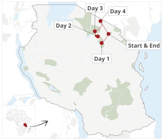 tourhub | Leviva Travel and Tours | 7-Day Tanzania Wildebeest Migration Safari Experience | Tour Map