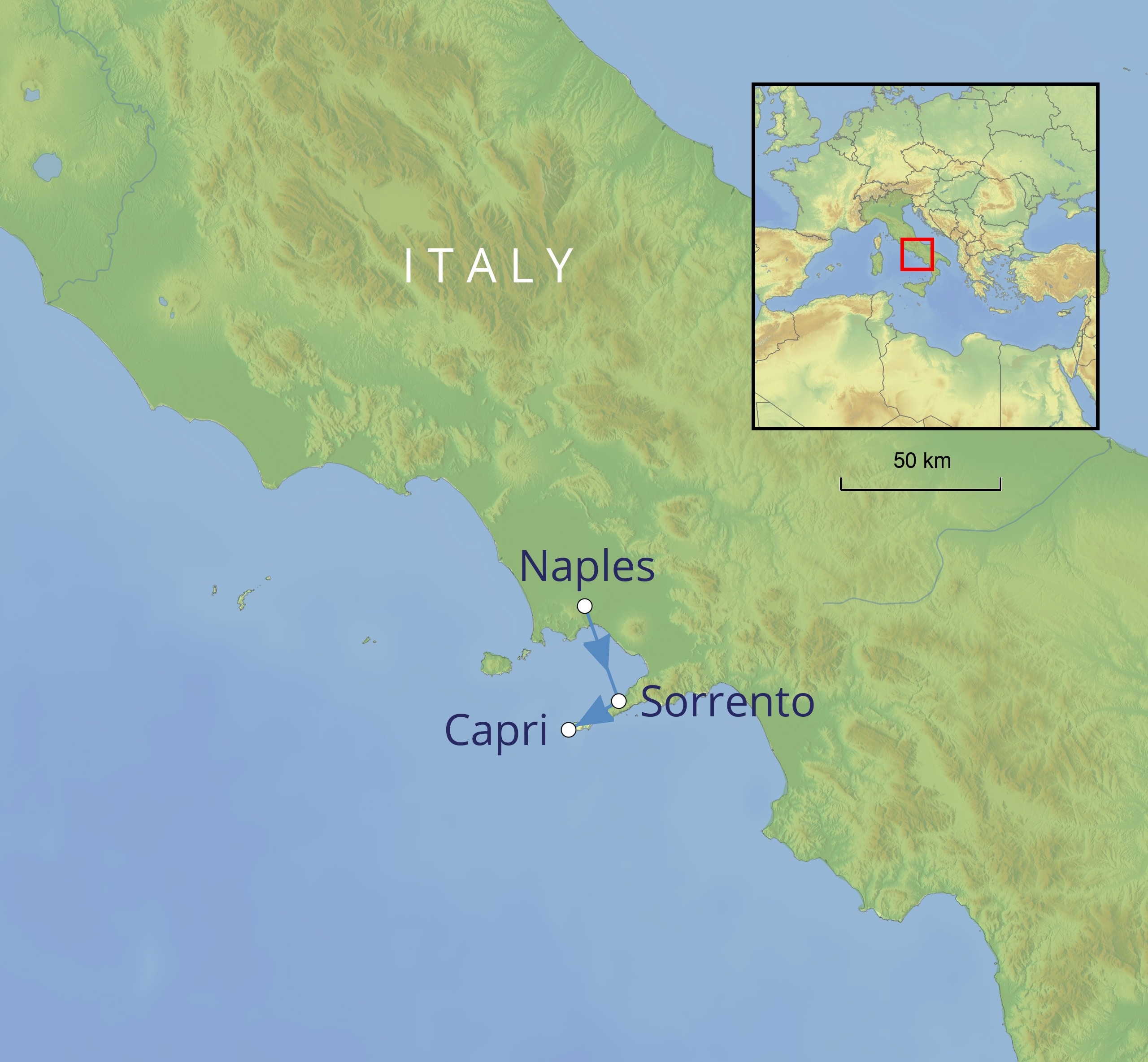 tourhub | Cox & Kings | Naples, Sorrento and Capri Tailor-Made Tour | Tour Map