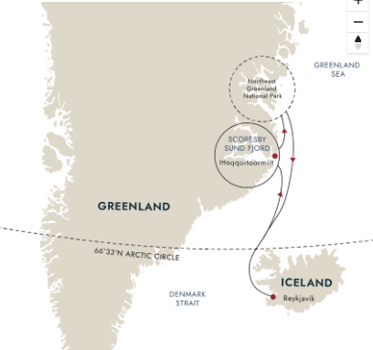 tourhub | HX Hurtigruten Expeditions | Serene Greenland - To the World's Largest National Park | Tour Map