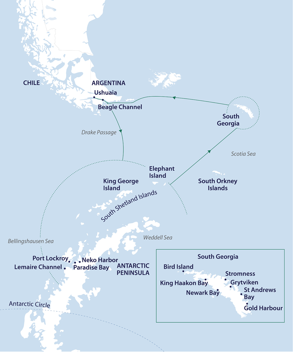 tourhub | Aurora Expeditions | In Shackleton's Footsteps | Tour Map