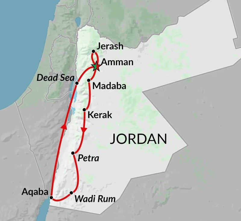 tourhub | Encounters Travel | Jordan Family Adventure tour | Tour Map