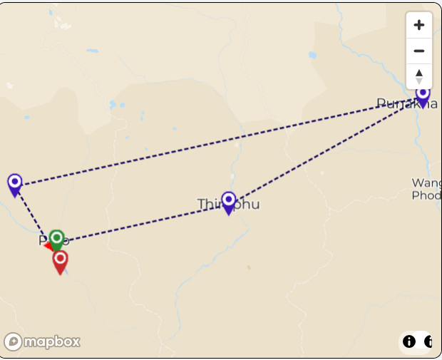 tourhub | World Tour Plan | Best of Bhutan | Tour Map