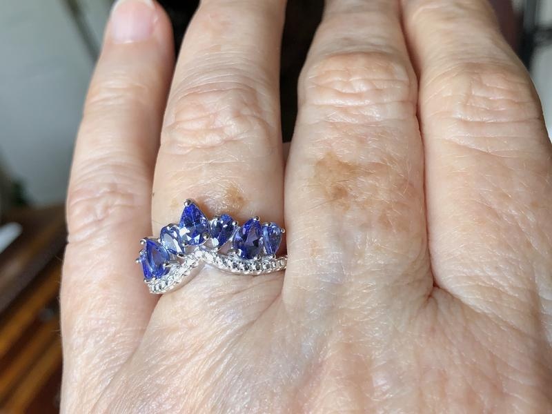 Blue tanzanite rhodium over sterling silver ring 1.70ctw - GYH064 