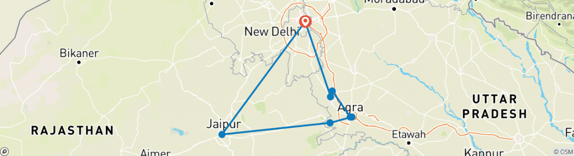 tourhub | ITS Holidays | Golden Traingle Tour Mathura Vrindvan | Tour Map