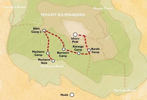 tourhub | Alaitol Safari | Kilimanjaro Climb - Machame Route | Tour Map