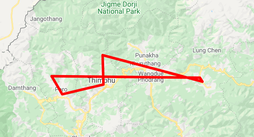 tourhub | Bhutan Acorn Tours & Travel | Grand Annual Festival of PARO Tshechu  and Cultural Tour of Bhutan | Tour Map
