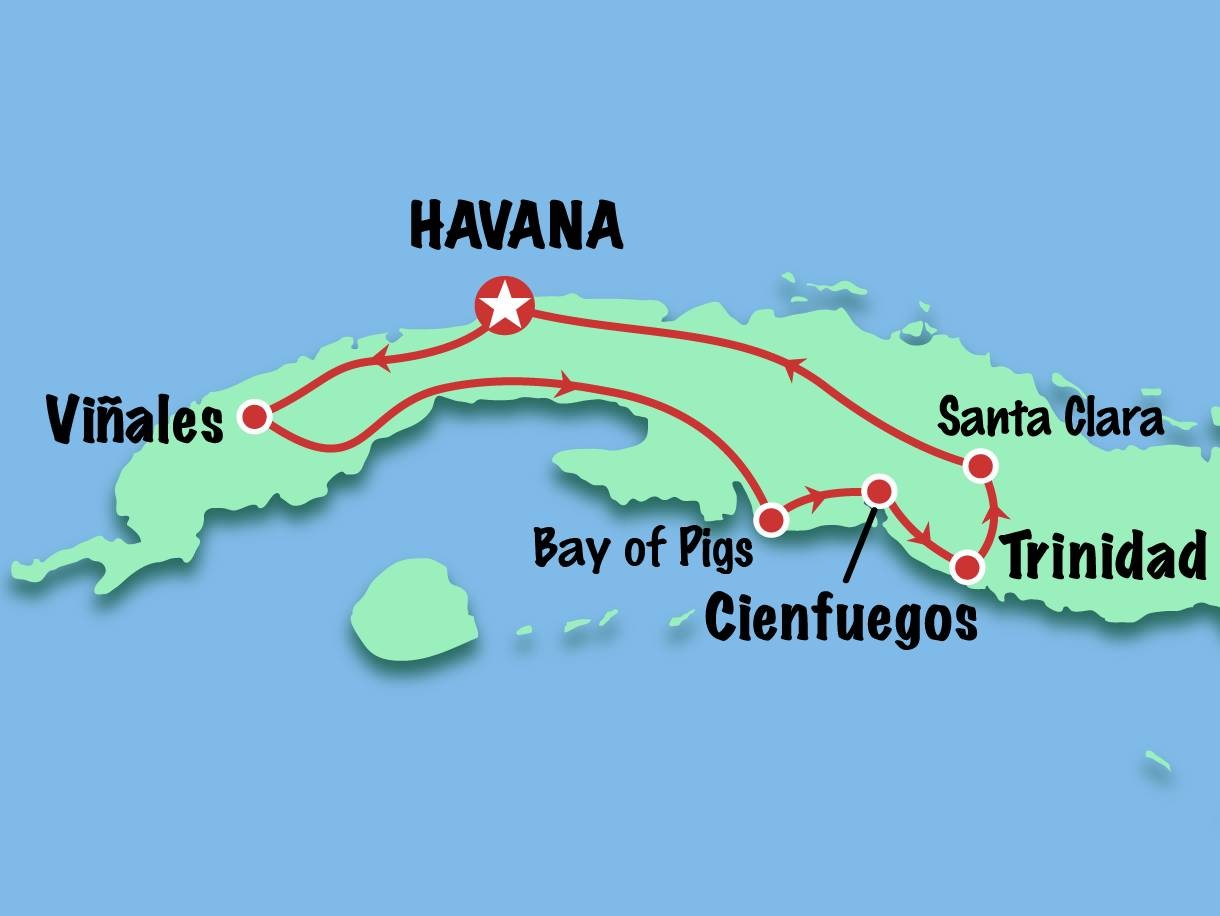 tourhub | Cuban Adventures | Original and Traditional Cuba WOMEN ONLY | Tour Map