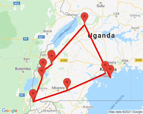 tourhub | Kent Safari Tours | 13 Days Trip Essential Uganda | Tour Map