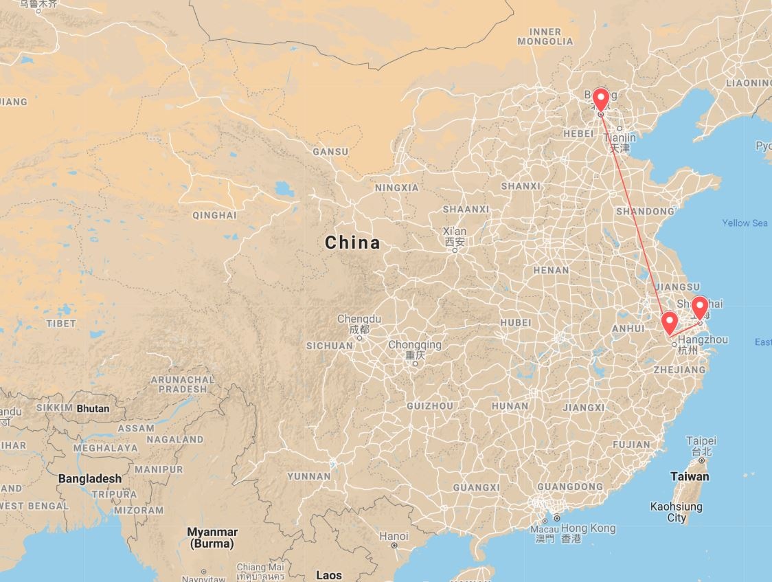 tourhub | The Dragon Trip | 10-day Beijing to Shanghai Tour | Tour Map