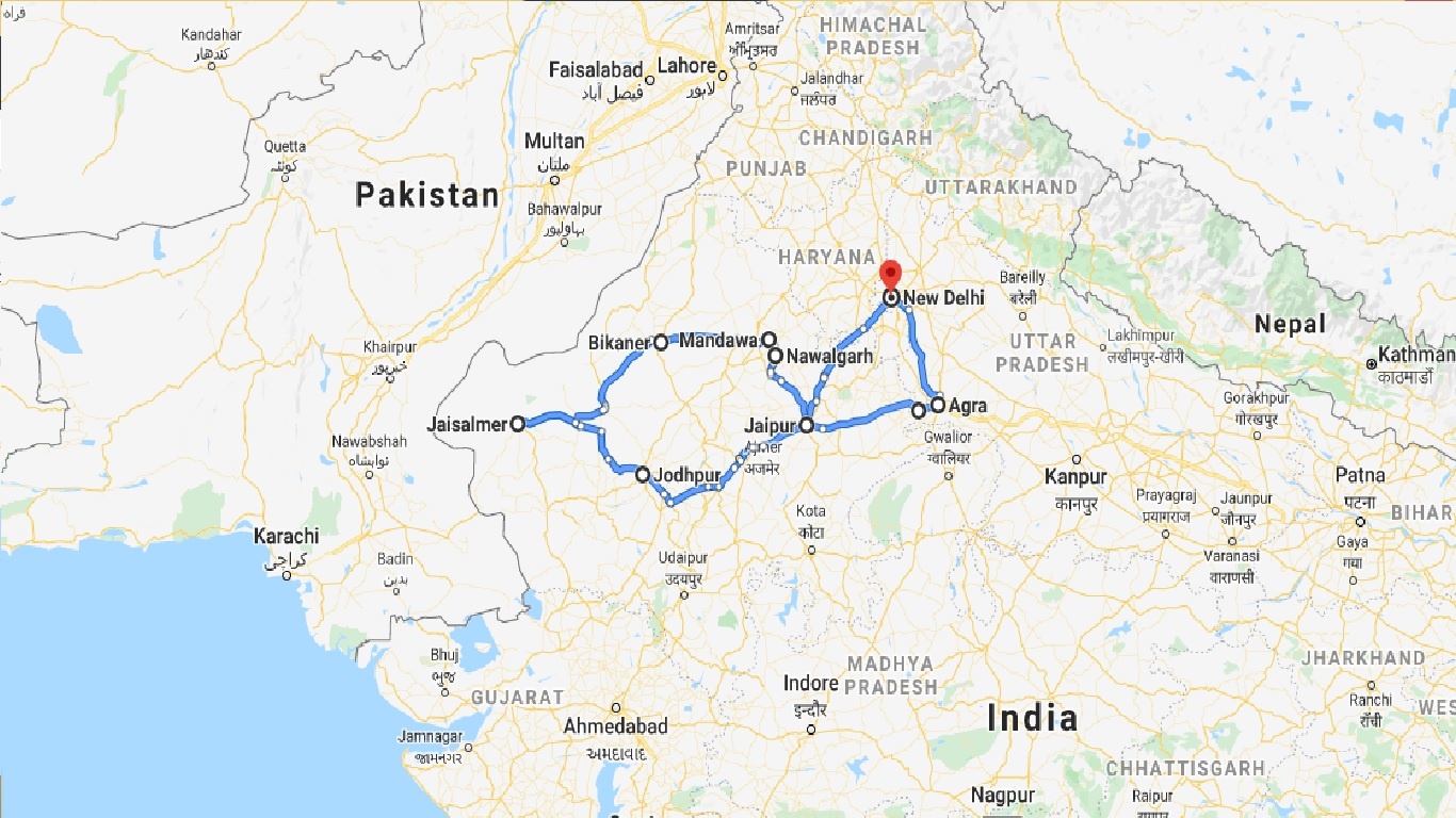 tourhub | UncleSam Holidays | Rajasthan In Depth | Tour Map