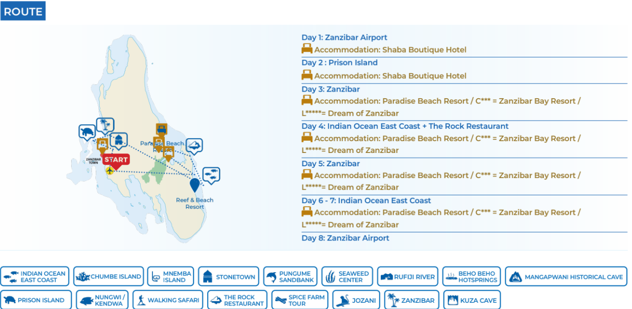 tourhub | Beach and Safari Holidays | Zanzibar Beach & Ocean Holiday | Tour Map