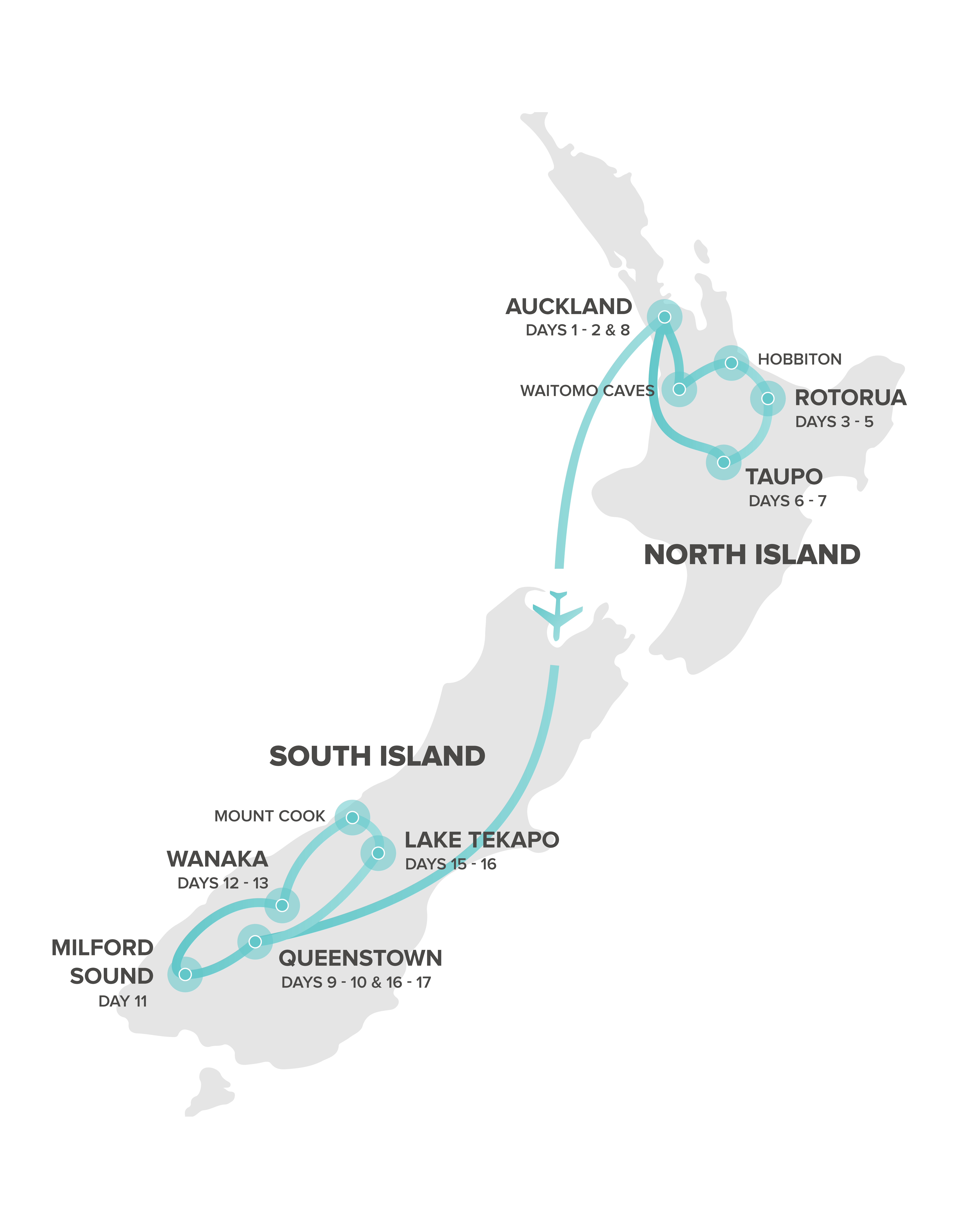 tourhub | Intro Travel | NZ Adventure 17 Day | Tour Map