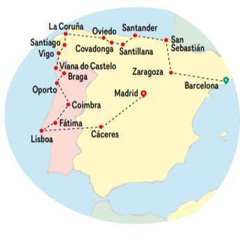 tourhub | VPT TOURS | 12 Days North Spain & Lusitania (Sundays) | Tour Map