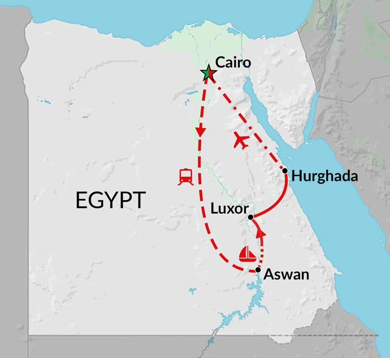 tourhub | Encounters Travel | Egyptian Family Adventure tour | Tour Map