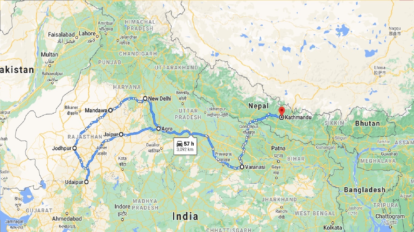 tourhub | Holidays At | Rajasthan with Nepal Tour | Tour Map