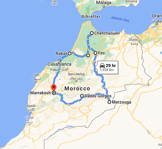tourhub | Morocco Private Tours | 9 days tour best of Morocco starting from Marrakech | Tour Map