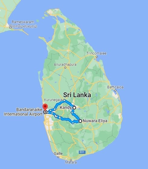 tourhub | Sign of Lanka | 3 Nights 4 Days-Muslim Halal tour with Nuwara Eliya | Tour Map