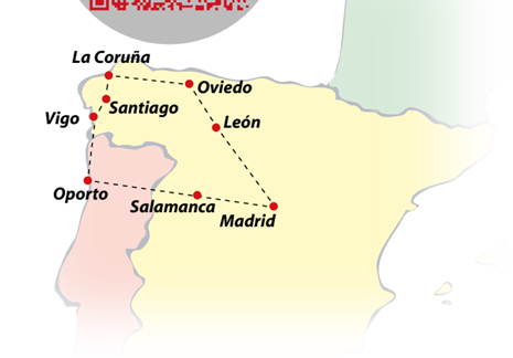 tourhub | VPT TOURS | 6 days Galicia & North of Portugal (Tuesdays) | Tour Map
