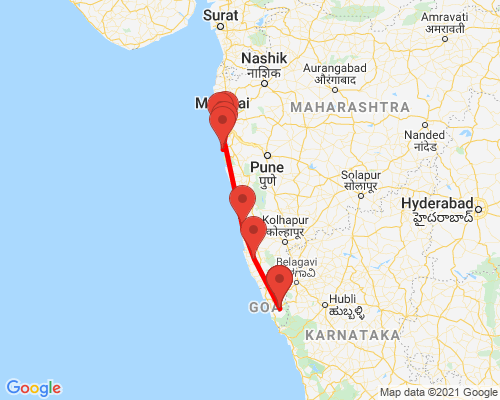tourhub | Agora Voyages | Mumbai to Goa - The Konkan Cost | Tour Map