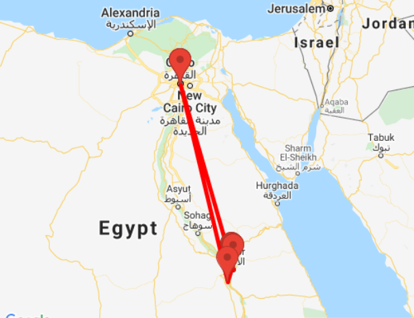 tourhub | Ancient Egypt Tours | 6 Days Cairo and Luxor Tour  (2 destinations) | Tour Map