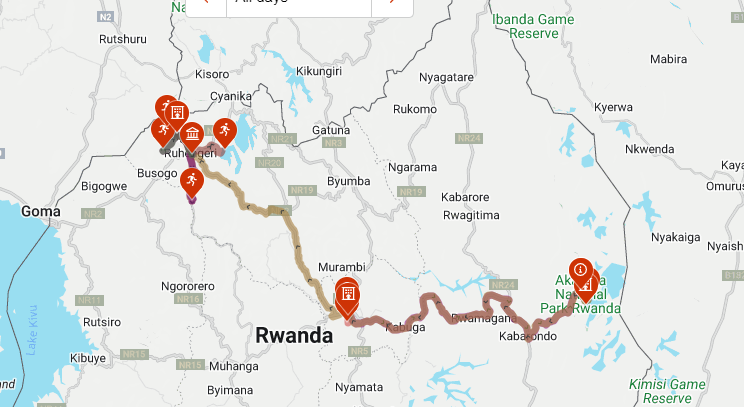 tourhub | Kingfisher Journeys | 8 Days Rwanda Wildlife Safari & Gorilla Adventures | Tour Map