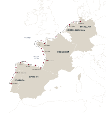 tourhub | HX Hurtigruten Expeditions | Europe's Atlantic Highlights - From Lisbon to Hamburg | Tour Map
