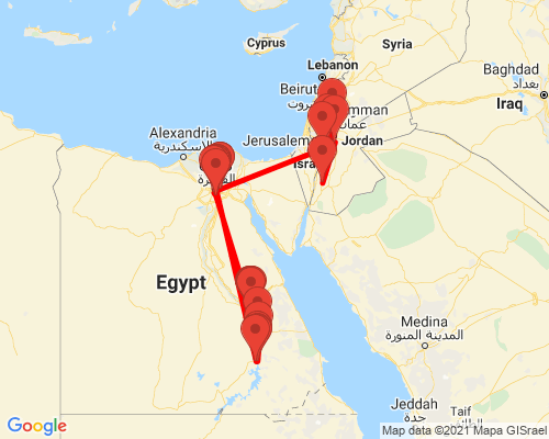 tourhub | Egypt Best Vacations | Awesome Egypt & Jordan In 15 Days | 1111 | Route Map