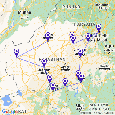 tourhub | UncleSam Holidays | Rajasthan Fort and Palace Tour | Tour Map