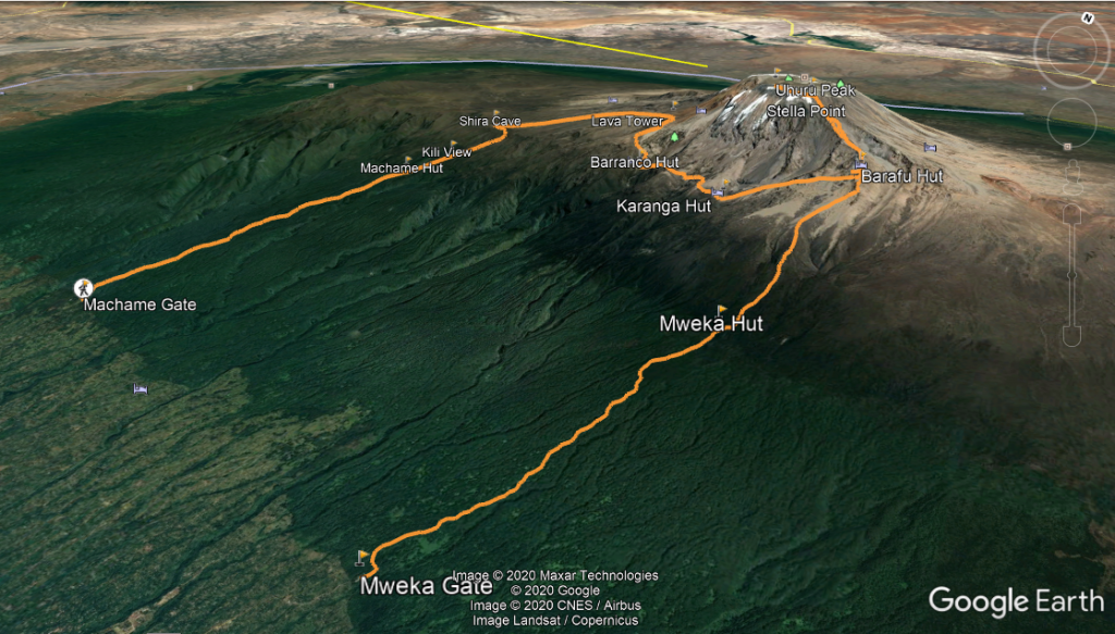 tourhub | Kilimanjaro Habitat Safaris | 7 Days Kilimanjaro Climb Machame Route | Tour Map