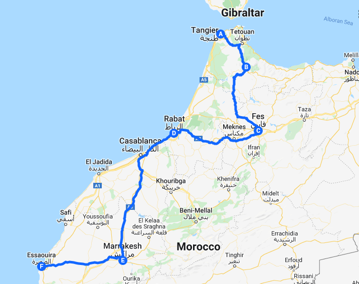 tourhub | Morocco Private Tours | 10 Days Imperial Cities and Northern Morocco | Tour Map