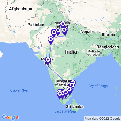 tourhub | UncleSam Holidays | Jewels of India Tour | Tour Map