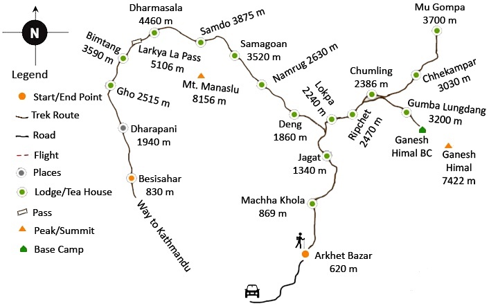 tourhub | Sherpa Expedition & Trekking | Tsum Valley Trek | Tour Map