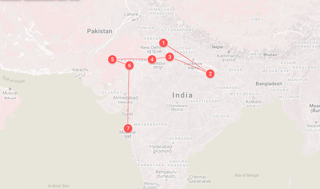 tourhub | The Dragon Trip | 14-day North India Group Tour | Tour Map
