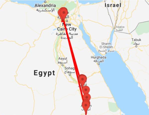 tourhub | Ancient Egypt Tours | 9 Days Cairo and Nile Cruise Holiday (including Kom Ombo) | Tour Map
